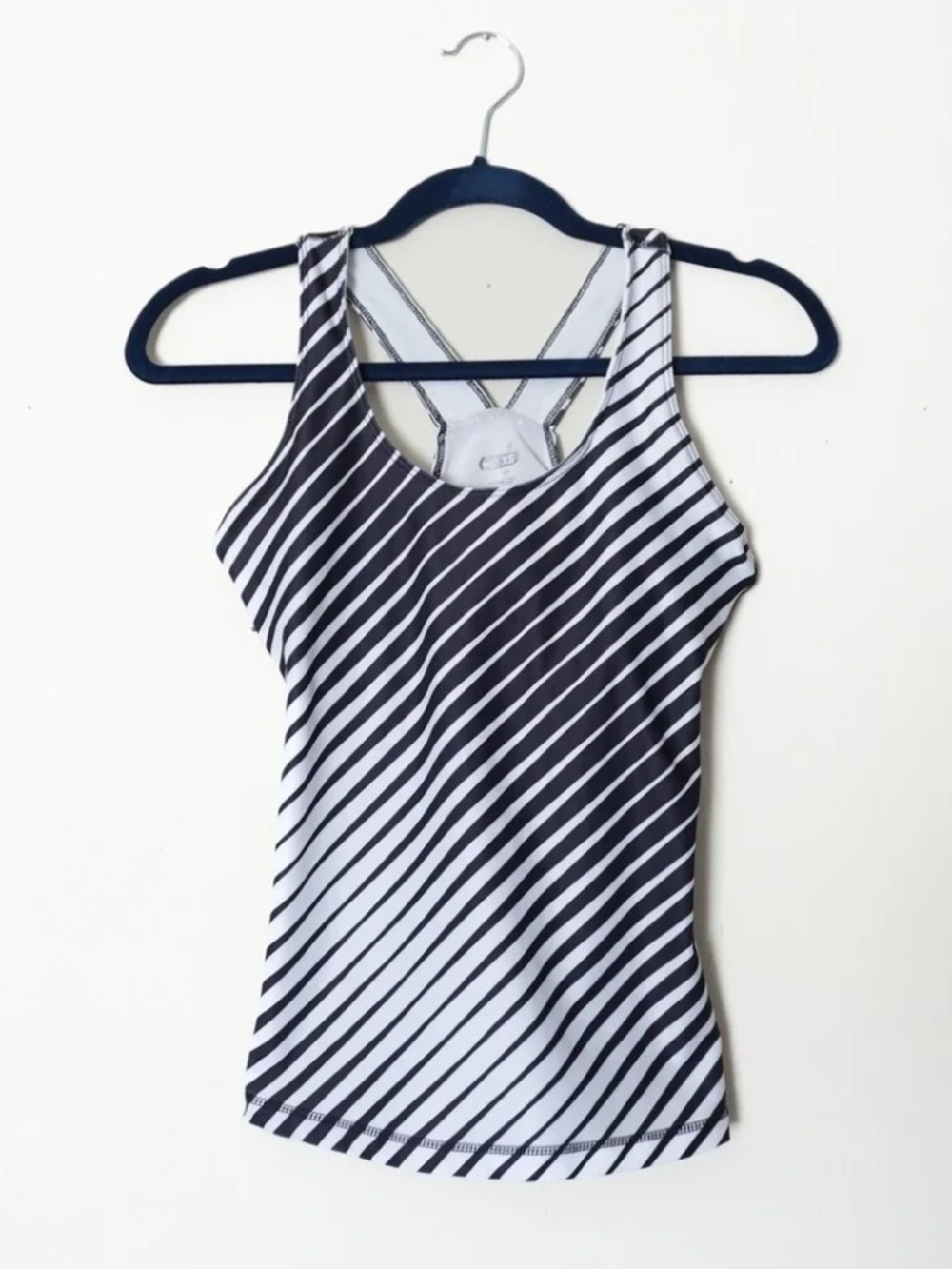 Nike Black and White Stripe Swim Tankini